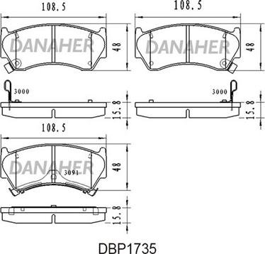 Danaher DBP1735 - Тормозные колодки, дисковые, комплект autospares.lv