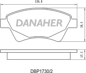 Danaher DBP1730/2 - Тормозные колодки, дисковые, комплект autospares.lv