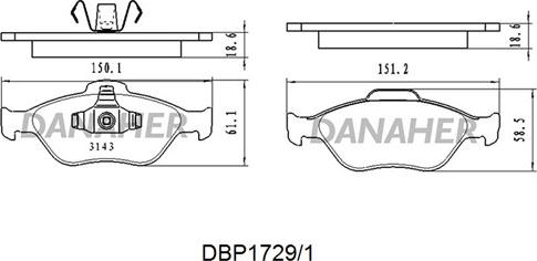 Danaher DBP1729/1 - Тормозные колодки, дисковые, комплект autospares.lv