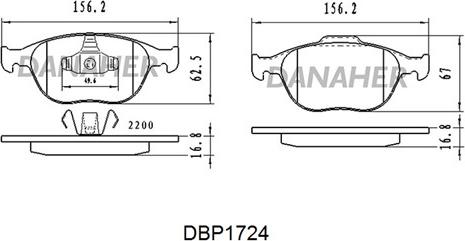 Danaher DBP1724 - Тормозные колодки, дисковые, комплект autospares.lv