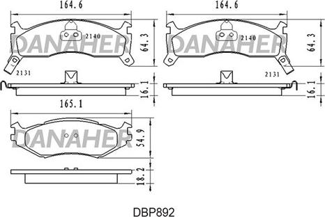 Danaher DBP892 - Тормозные колодки, дисковые, комплект autospares.lv