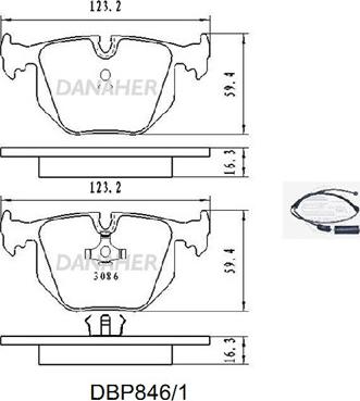 Danaher DBP846/1 - Тормозные колодки, дисковые, комплект autospares.lv