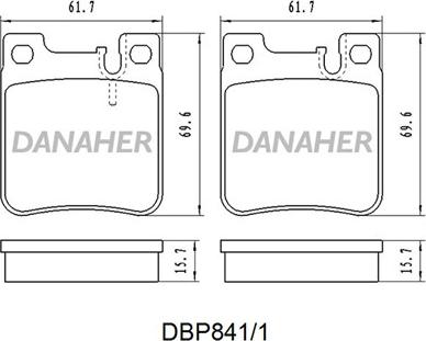 Danaher DBP841/1 - Тормозные колодки, дисковые, комплект autospares.lv