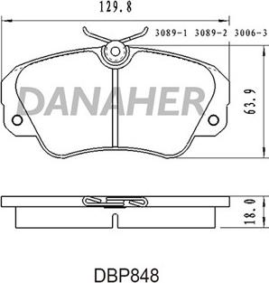 Danaher DBP848 - Тормозные колодки, дисковые, комплект autospares.lv