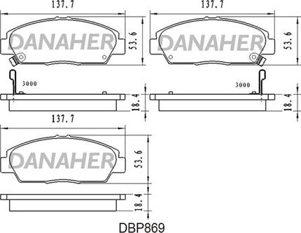 Danaher DBP869 - Тормозные колодки, дисковые, комплект autospares.lv