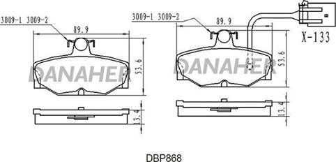 Danaher DBP868 - Тормозные колодки, дисковые, комплект autospares.lv
