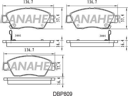 Danaher DBP809 - Тормозные колодки, дисковые, комплект autospares.lv