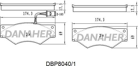 Danaher DBP8040/1 - Тормозные колодки, дисковые, комплект autospares.lv