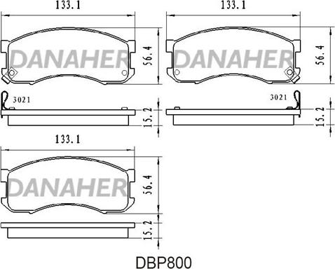 Danaher DBP800 - Тормозные колодки, дисковые, комплект autospares.lv