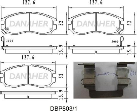 Danaher DBP803/1 - Тормозные колодки, дисковые, комплект autospares.lv