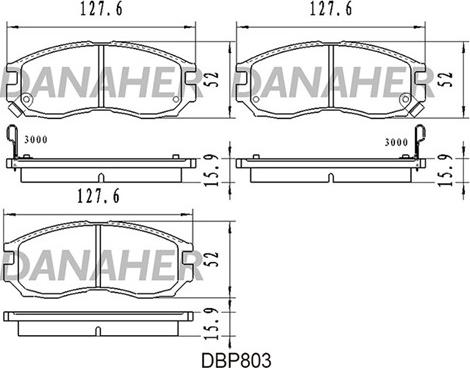 Danaher DBP803 - Тормозные колодки, дисковые, комплект autospares.lv