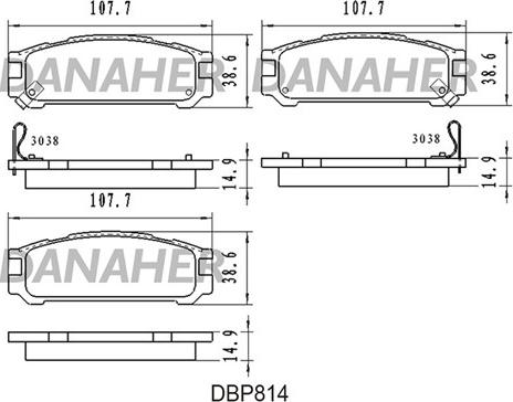 Danaher DBP814 - Тормозные колодки, дисковые, комплект autospares.lv