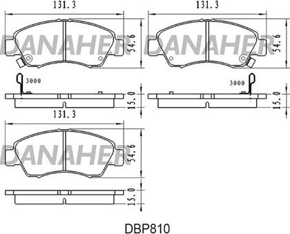 Danaher DBP810 - Тормозные колодки, дисковые, комплект autospares.lv