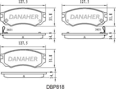 Danaher DBP818 - Тормозные колодки, дисковые, комплект autospares.lv