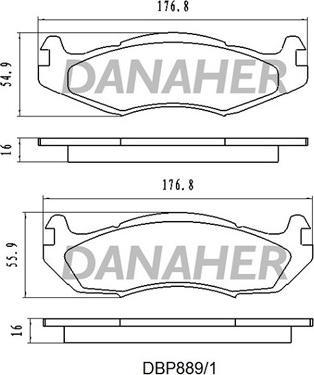 Danaher DBP889/1 - Тормозные колодки, дисковые, комплект autospares.lv