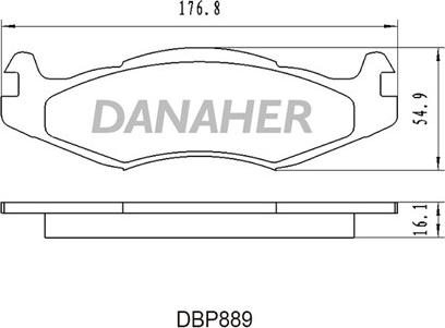 Danaher DBP889 - Тормозные колодки, дисковые, комплект autospares.lv