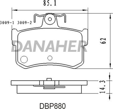 Danaher DBP880 - Тормозные колодки, дисковые, комплект autospares.lv