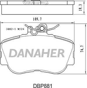 Danaher DBP881 - Тормозные колодки, дисковые, комплект autospares.lv