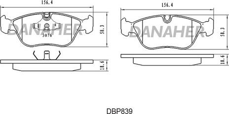 Danaher DBP839 - Тормозные колодки, дисковые, комплект autospares.lv