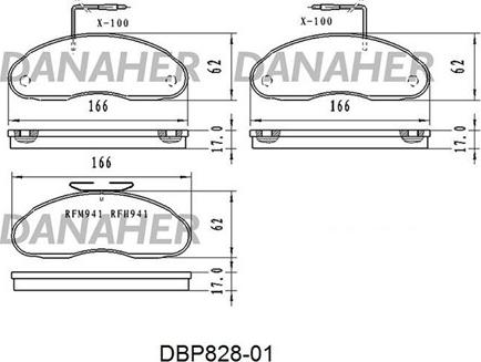 Danaher DBP828-01 - Тормозные колодки, дисковые, комплект autospares.lv