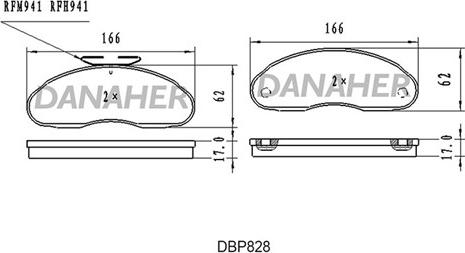 Danaher DBP828 - Тормозные колодки, дисковые, комплект autospares.lv