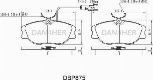 Danaher DBP875 - Тормозные колодки, дисковые, комплект autospares.lv