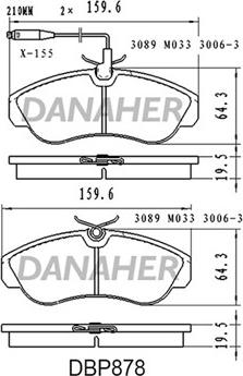 Danaher DBP878 - Тормозные колодки, дисковые, комплект autospares.lv