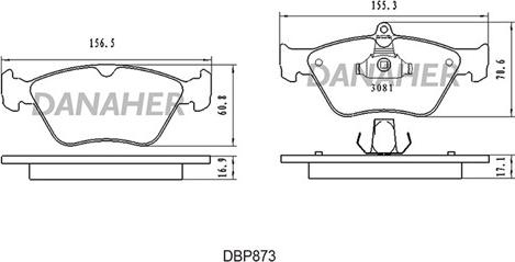 Danaher DBP873 - Тормозные колодки, дисковые, комплект autospares.lv