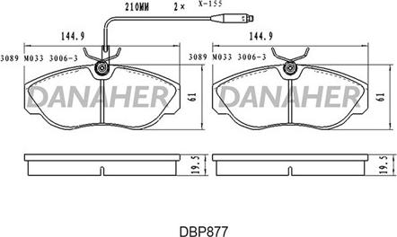 Danaher DBP877 - Тормозные колодки, дисковые, комплект autospares.lv