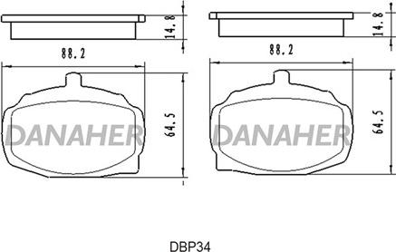 Danaher DBP34 - Тормозные колодки, дисковые, комплект autospares.lv