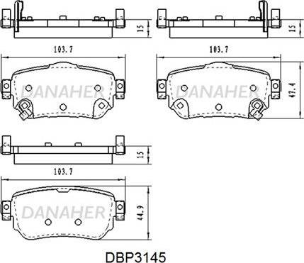 Danaher DBP3145 - Тормозные колодки, дисковые, комплект autospares.lv