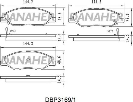 Danaher DBP3169/1 - Тормозные колодки, дисковые, комплект autospares.lv