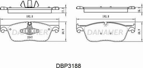 Danaher DBP3188 - Тормозные колодки, дисковые, комплект autospares.lv