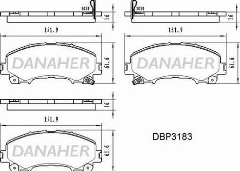 Danaher DBP3183 - Тормозные колодки, дисковые, комплект autospares.lv