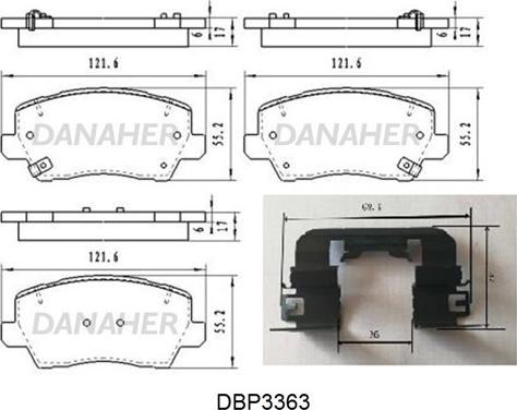 Danaher DBP3363 - Тормозные колодки, дисковые, комплект autospares.lv