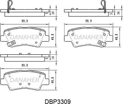 Danaher DBP3309 - Тормозные колодки, дисковые, комплект autospares.lv