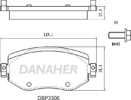 Danaher DBP3306 - Тормозные колодки, дисковые, комплект autospares.lv