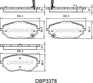 Danaher DBP3378 - Тормозные колодки, дисковые, комплект autospares.lv