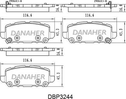 Danaher DBP3244 - Тормозные колодки, дисковые, комплект autospares.lv