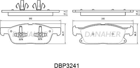 Danaher DBP3241 - Тормозные колодки, дисковые, комплект autospares.lv