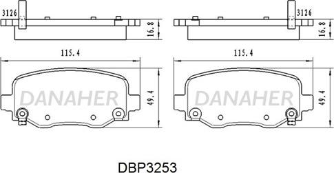 Danaher DBP3253 - Тормозные колодки, дисковые, комплект autospares.lv