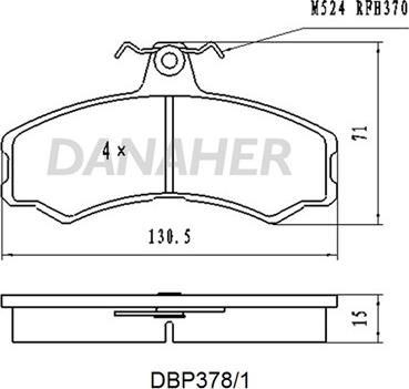 Danaher DBP378/1 - Тормозные колодки, дисковые, комплект autospares.lv