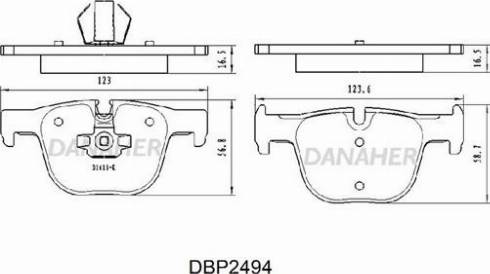 Danaher DBP2494 - Тормозные колодки, дисковые, комплект autospares.lv