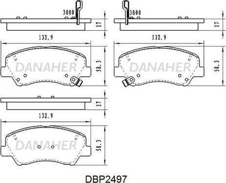 Danaher DBP2497 - Тормозные колодки, дисковые, комплект autospares.lv