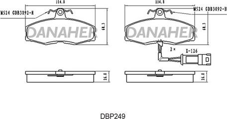 Danaher DBP249 - Тормозные колодки, дисковые, комплект autospares.lv