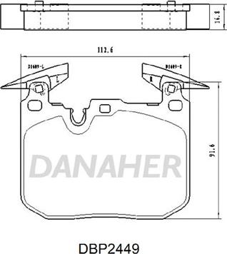 Danaher DBP2449 - Тормозные колодки, дисковые, комплект autospares.lv