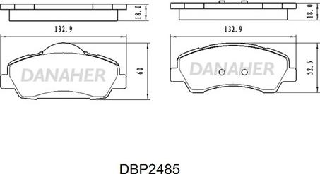 Danaher DBP2485 - Тормозные колодки, дисковые, комплект autospares.lv