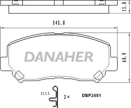 Danaher DBP2481 - Тормозные колодки, дисковые, комплект autospares.lv