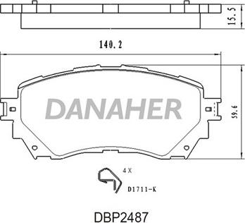 Danaher DBP2487 - Тормозные колодки, дисковые, комплект autospares.lv