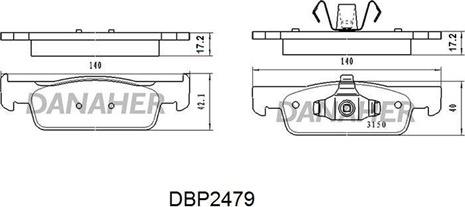 Danaher DBP2479 - Тормозные колодки, дисковые, комплект autospares.lv